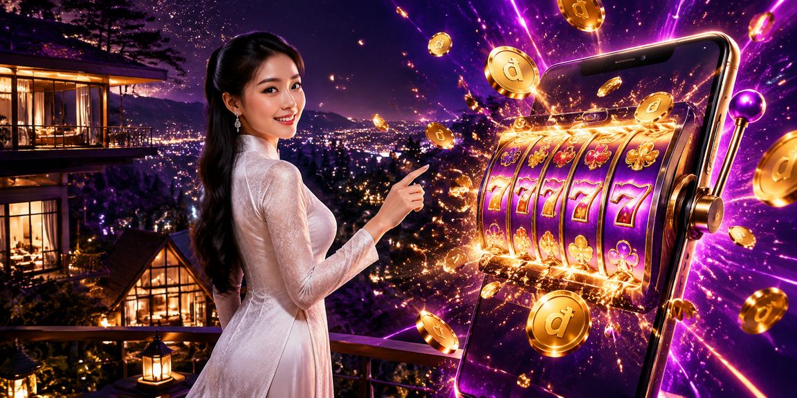 Người phụ nữ mặc áo dài chơi slot game trên điện thoại tại Đà Lạt