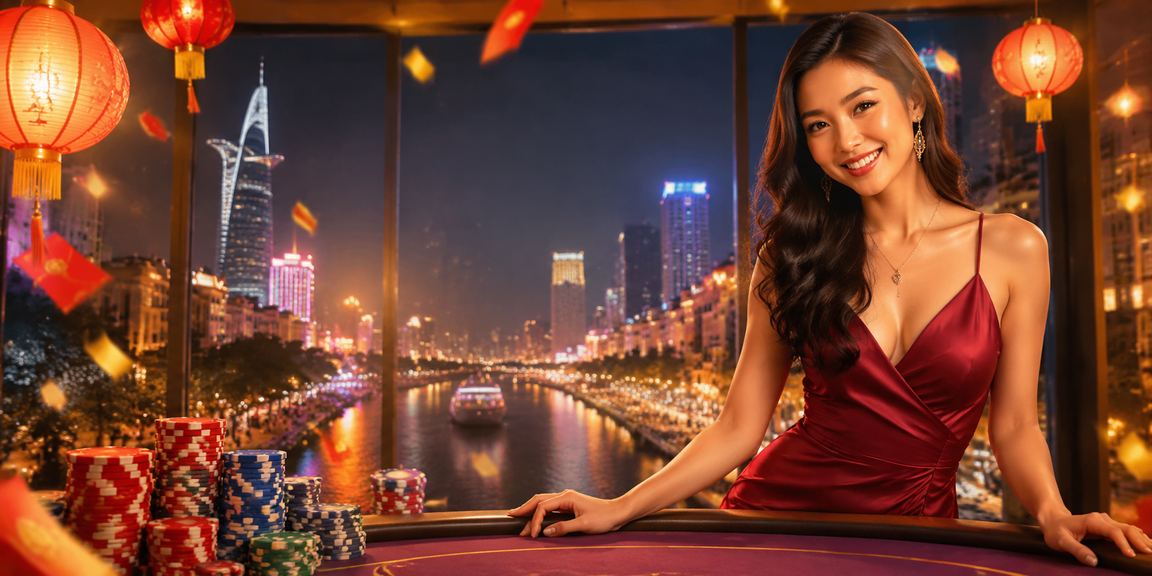 Phong bao lì xì đỏ lễ hội Tết và đèn lồng truyền thống tại thành phố Hồ Chí Minh