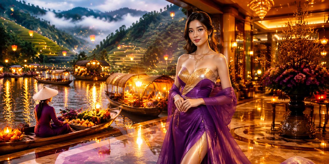 Khách du lịch và người địa phương tại chợ đêm Sapa thư giãn với game trực tuyến qua điện thoại